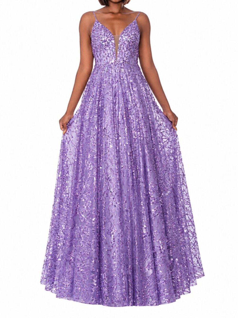 Annabelle Style 8881 Lilac Sequin Beaded A-Line Prom Gown Size 16 NWT